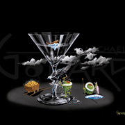 Michael Godard "NO LIFEGUARD ON DUTY" Martini-Olive-Swimming-Las Vegas-Poster 